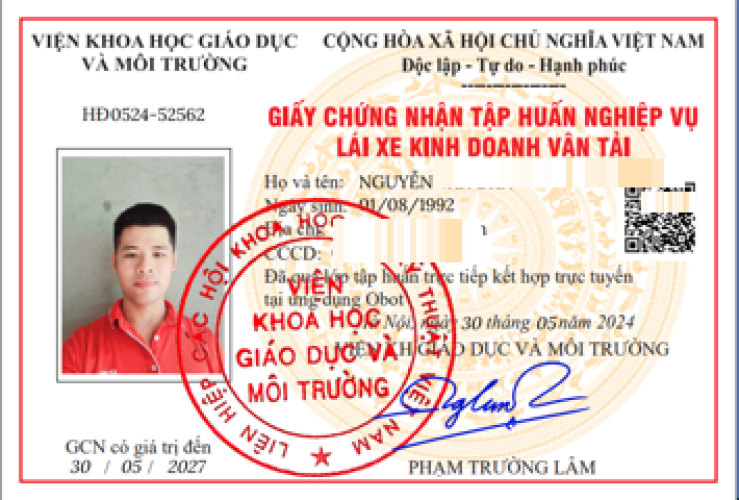 Quy định giấy chứng nhận tập huấn nghiệp vụ lái xe vận tải